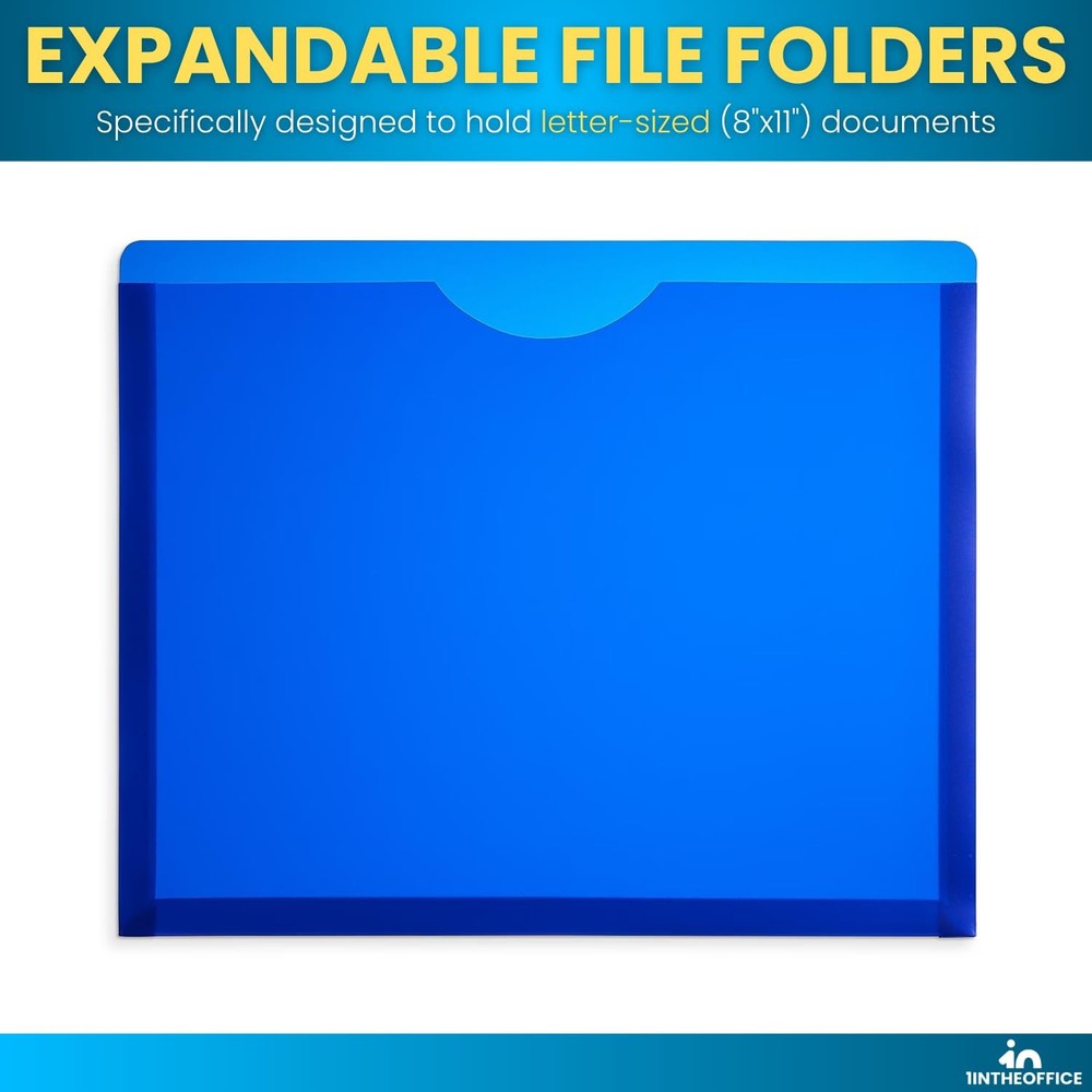 File Folders, Plastic, Assorted Colors, Letter Size, Expandable, 20 Pack