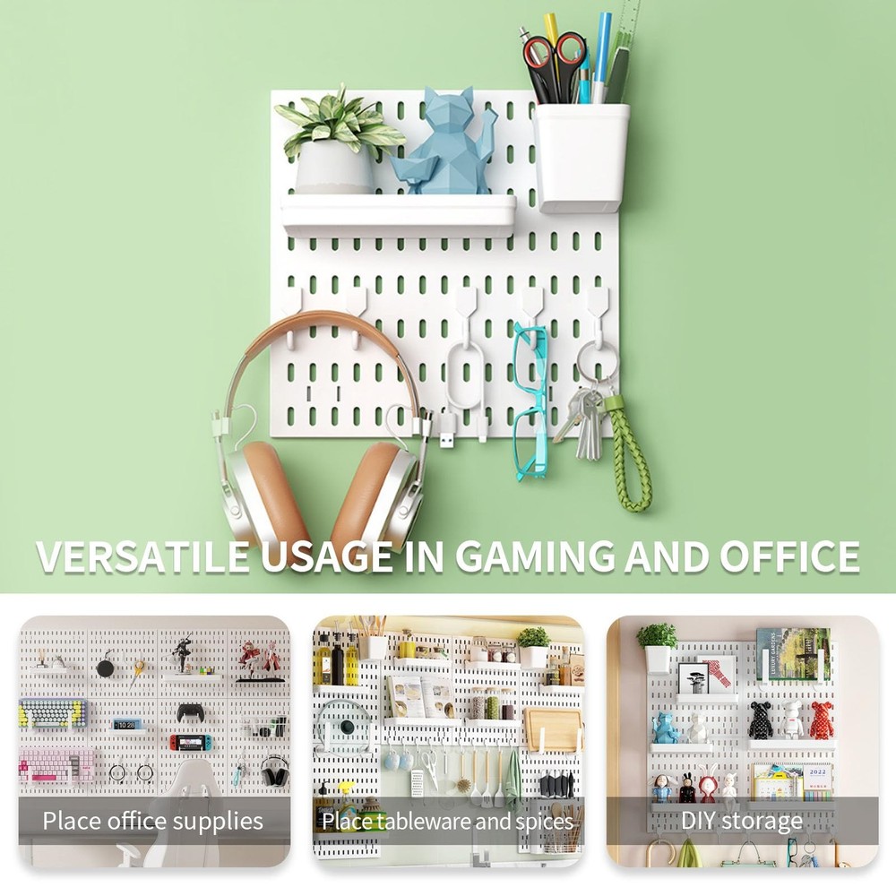 Peg Board Wall Organizer Panels, 22pcs - Includes 4 White Pegboards & Accesso...