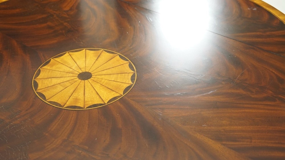 Hepplewhite Mahogany drop leaf side accent Table with Inlay Hand Made