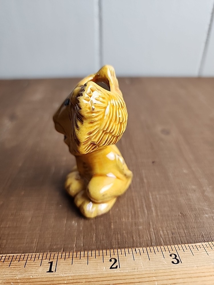 Vintage Tan Lion Ceramic Macrame Bead 2.5 Inch