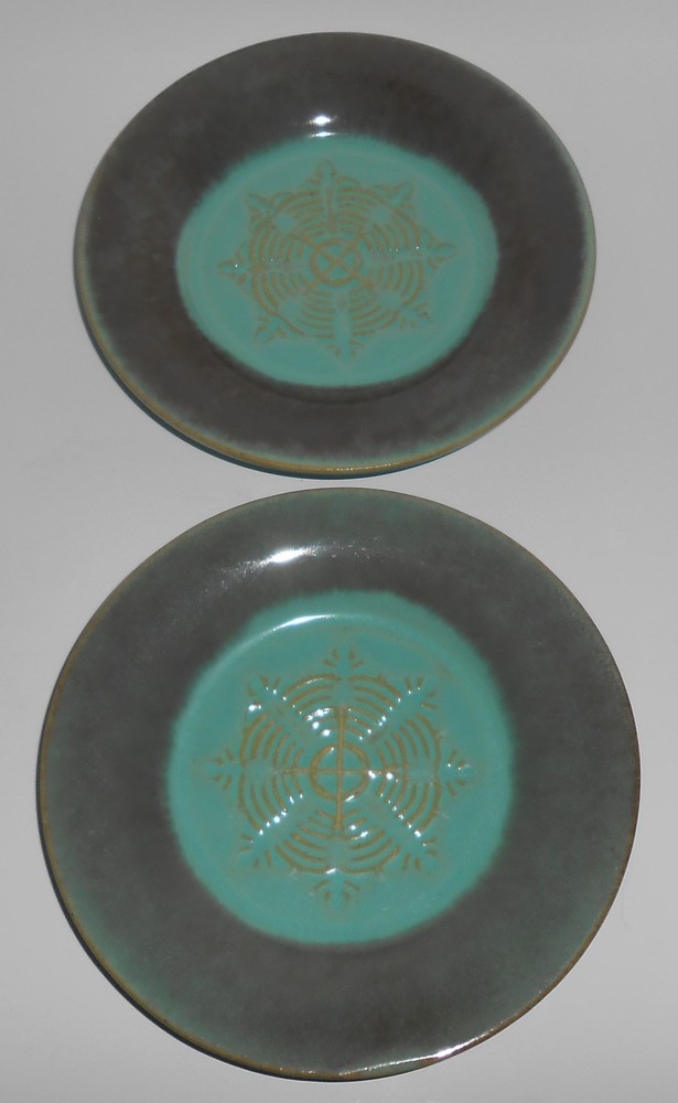 U.S. Ceramic Tile Company Green Patterned 6.5" Plate