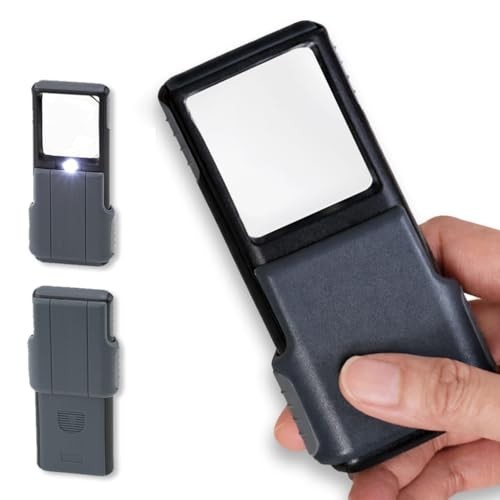 5X LED Lighted Slide-Out Aspheric Magnifier with Protective Sleeve - Portable Gr