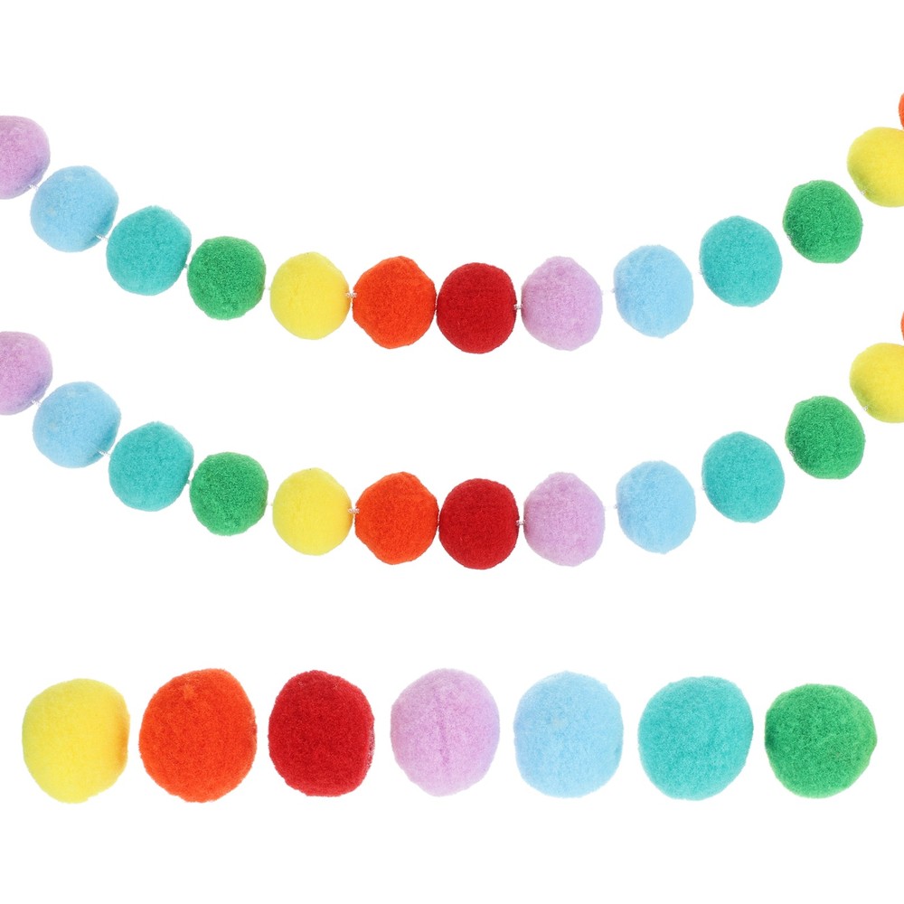 2Pcs 13Ft Pom Pom Garland Decorations, Multicolor