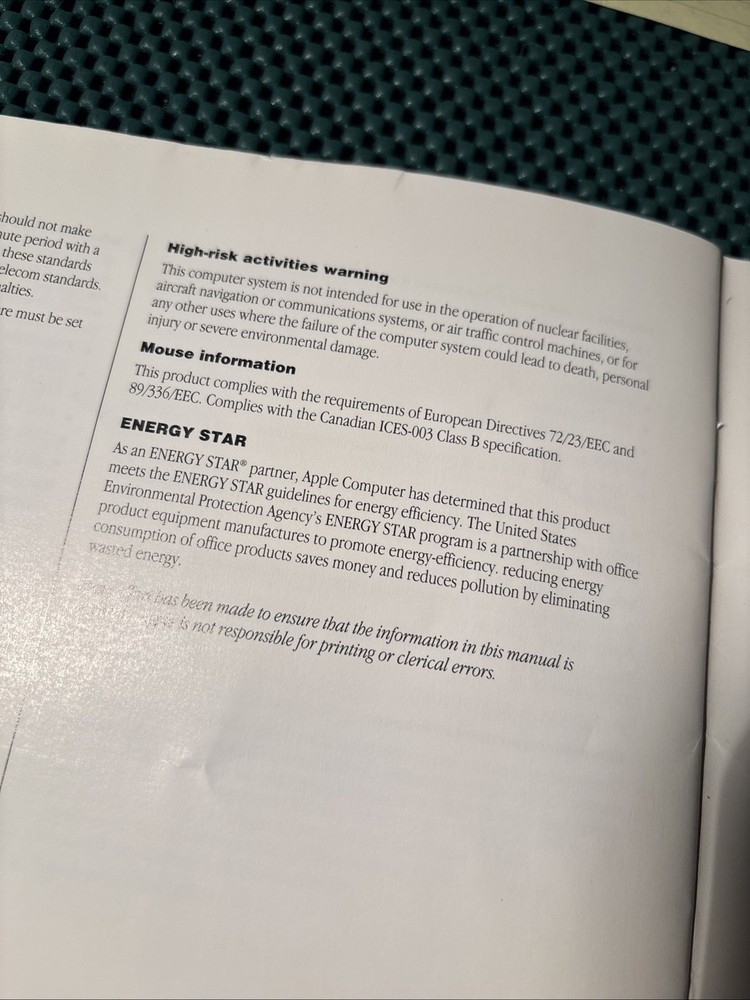 Vtg Apple Computers🍏 iMac User Guide 1999 W/ Mac OS Software Insert