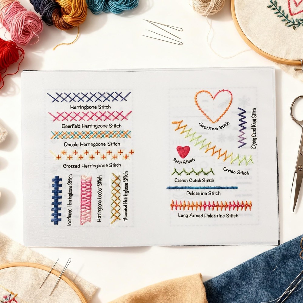 Embroidery Stitch Book Kit - Portable with Multiple gray