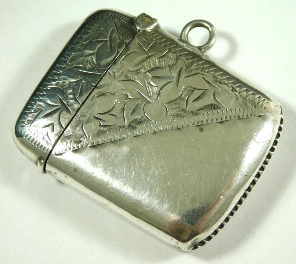 Antique Solid Sterling Silver Vesta Case Matchsafe 1910 Hallmark By Thomas Hayes
