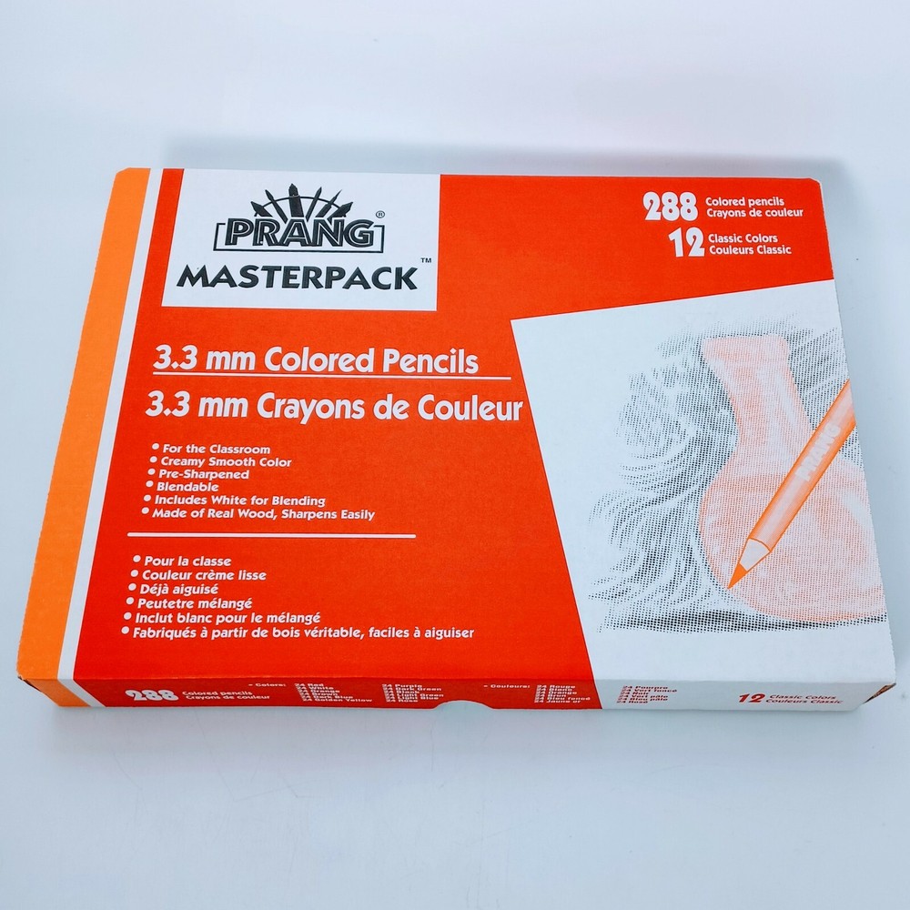 Prang MasterPack 288 Colored Pencils, 3.3 mm Lead Diameter. Assorted Colors. New