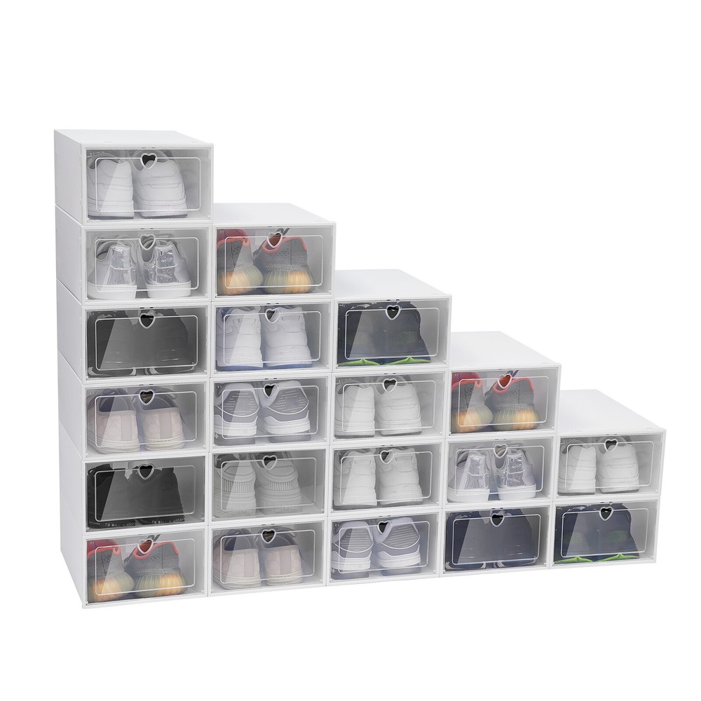 20 Pcs Foldable Shoe Storage Box Case Sneaker Container Stackable Organizer NEW