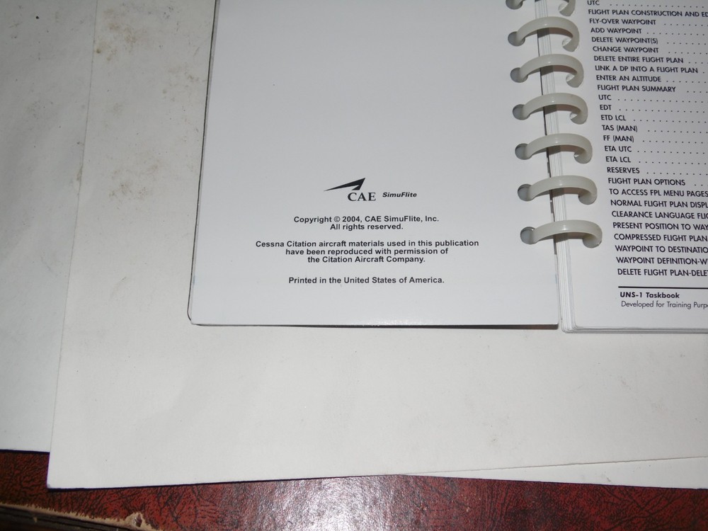 CAE UNS-1 FMS Taskbook Training Manual 2004