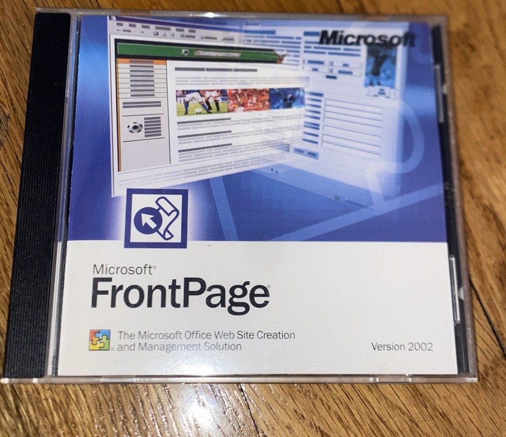 Microsoft Front Page 2002 CD-ROM Software. For Windows Web Site Creation