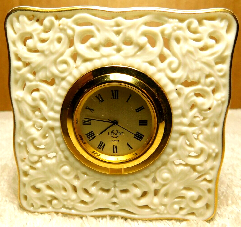 Lenox~Mini Porcelain Square Clock 3 1/4" x 3 1/4"