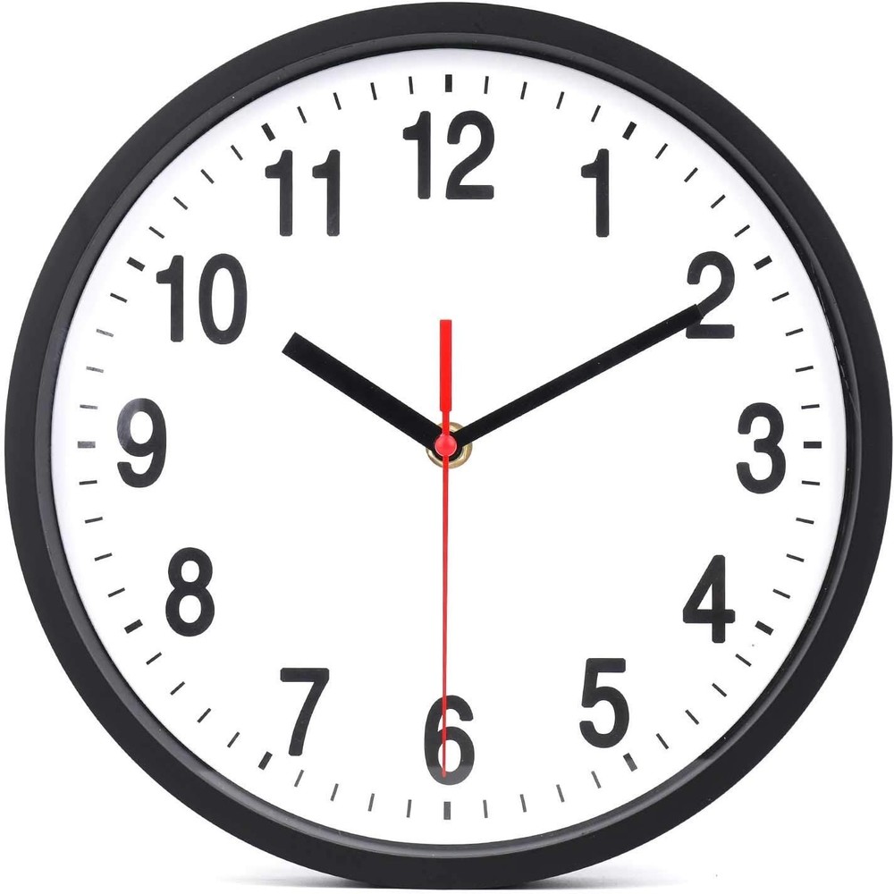 Mainstays Basic Indoor 8.78" Black Analog Round Modern Wall Clock (2 Pack)
