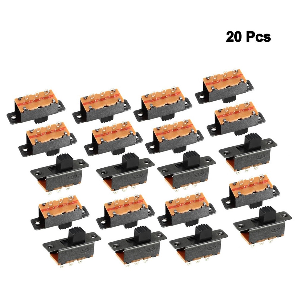 20pcs. 5mm Vertical Slide SPDT Switch 2 Position 3 Terminals PCB Hooks