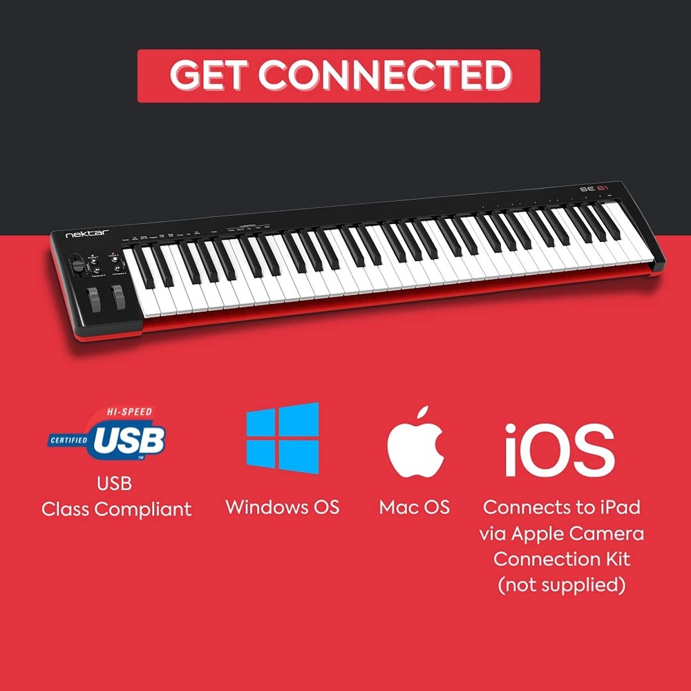 Nektar SE61 USB MIDI Controller Keyboard - Nektar DAW Integration, Black
