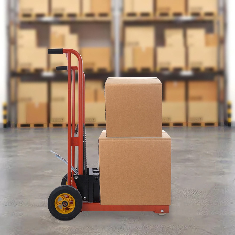 577lbs Hydraulic Material Lift Winch Stacker Adjustable Hight Pallet Dolly Lift