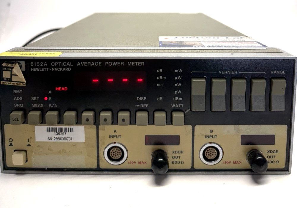HP 8152A Optical Average Power Meter - Power tested, functions untested