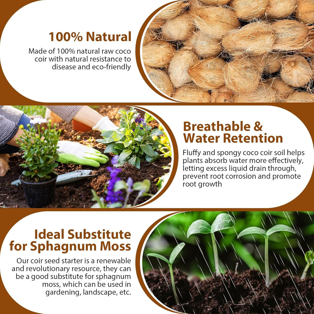 Pack of 1 Organic Coco Coir Bricks- 100% Natural Compressed Coco Peat Brick Coco