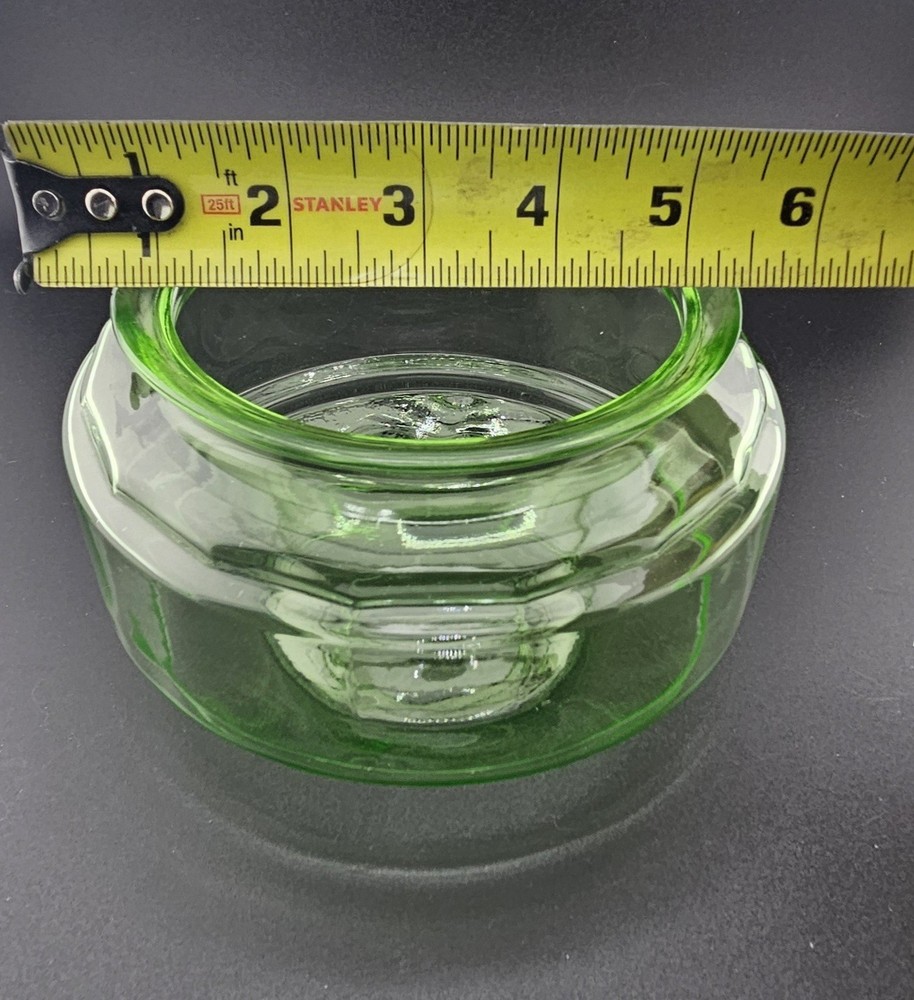 Beautiful Pristine Uranium Fish Bowl Large faceted Pleaser.