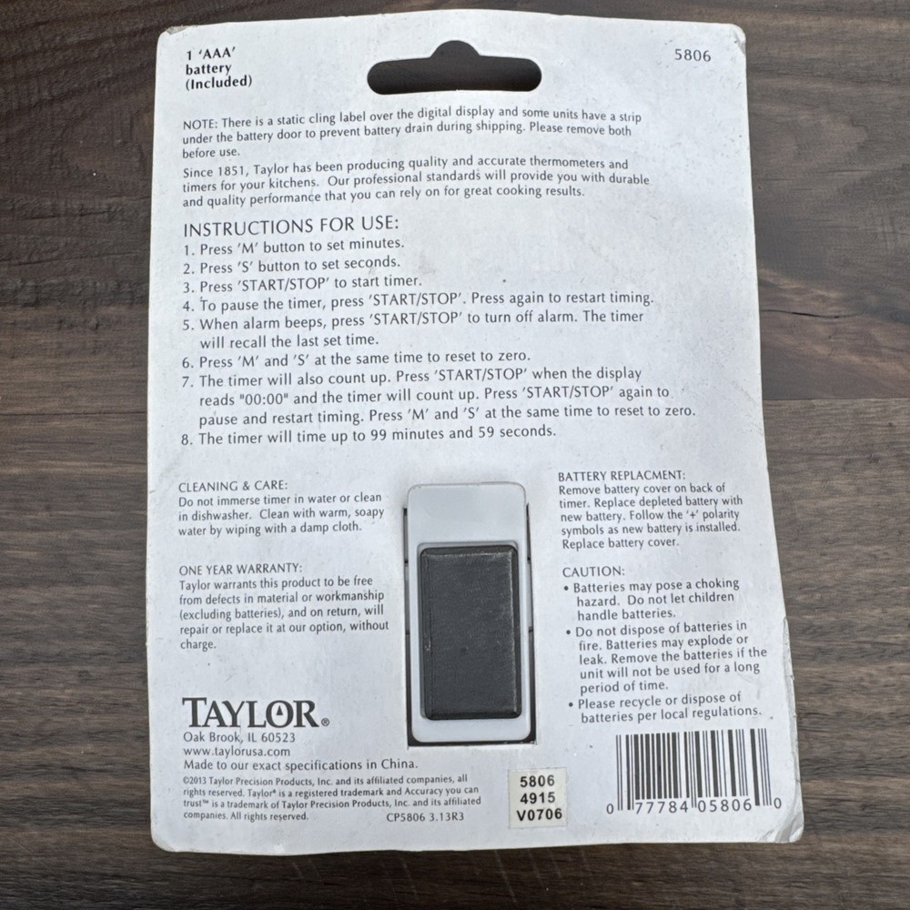 Taylor Digital Plastic Clip Timer 5806