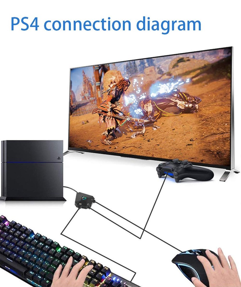Dobe NS-Switch PS4 PS3 Game Keyboard and Mouse Adapter for PS4, PS3, black