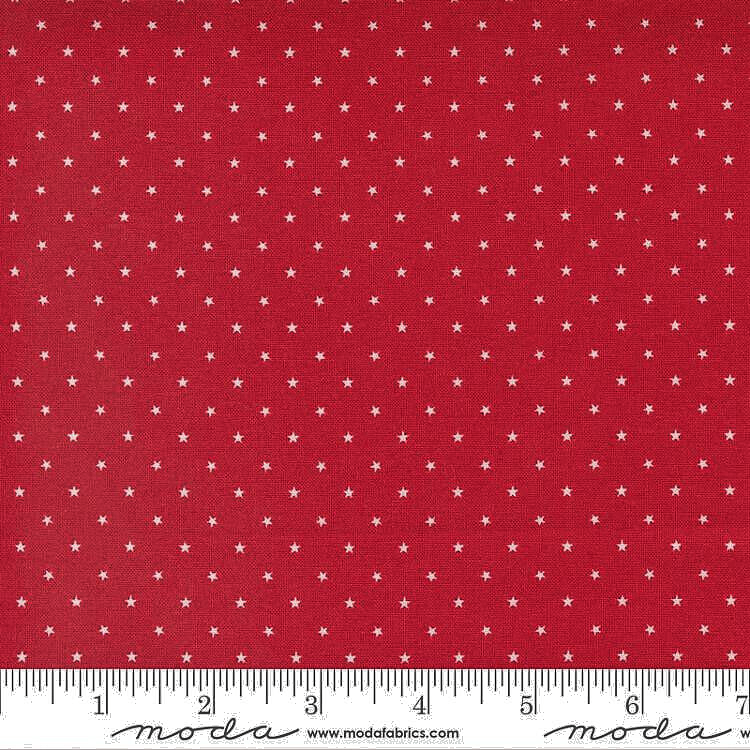 MODA #24106 44"TWINKLE"CHERRY RED" WHITE STARS BTY