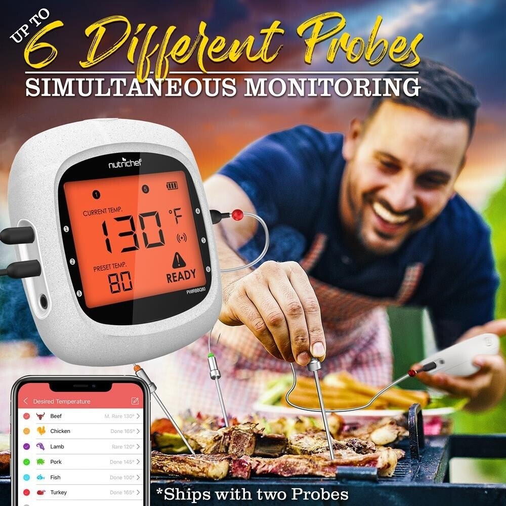 Nutrichef Bluetooth Wireless BBQ Digital Thermometer