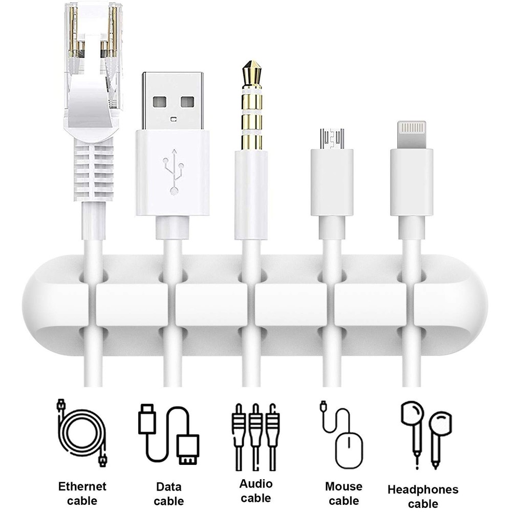 White Cable Clips, Cord Organizer Cable Management, Cable Organizers USB Cabl...
