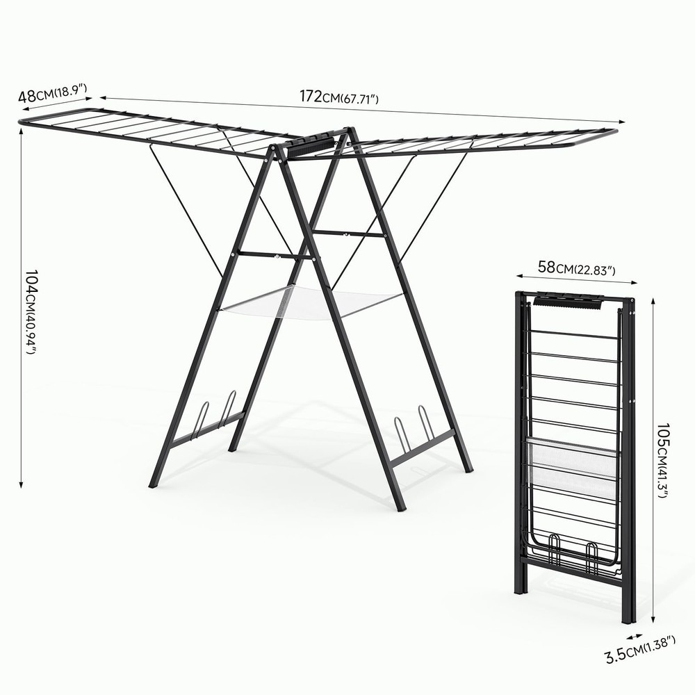 Foldable Clothes Drying Rack, Metal Laundry Drying Rack Collapsible, Ultra Th...