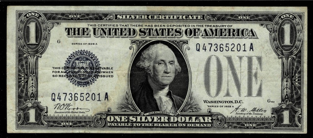 1928-A $1 SILVER CERTIFICATE NOTE~VF