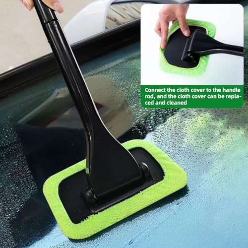 Car Windshield Cleaning Tool, Microfiber Auto Window Cleaner Set with 2