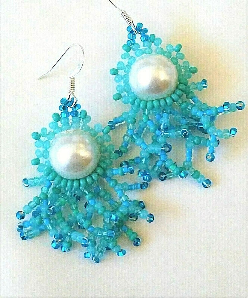 Handmade Turquoise Blue Corralling Earrings