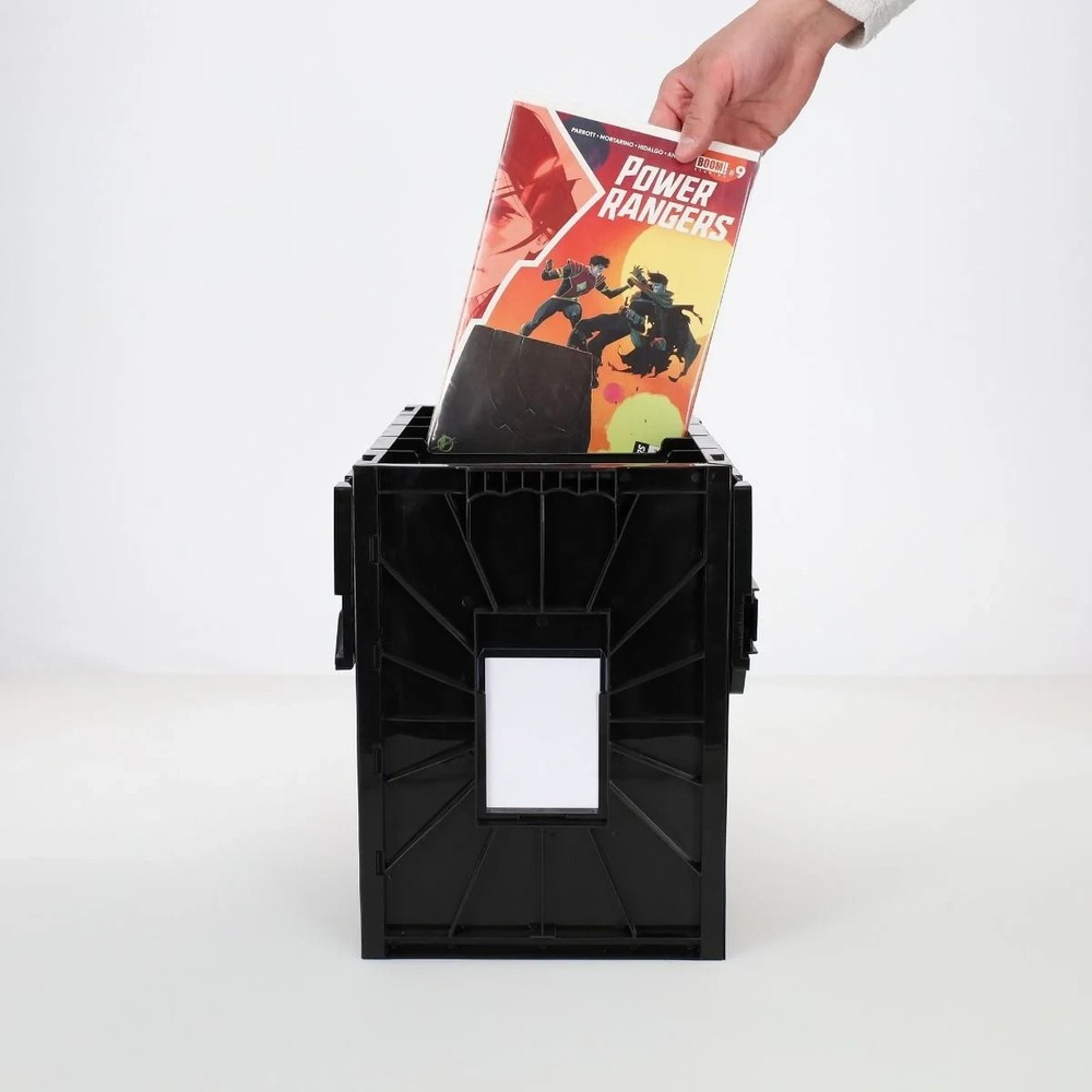 (5ct) BCW BLACK Short Comic Book Bin Heavy Duty Acid Free Plastic Stackable Box