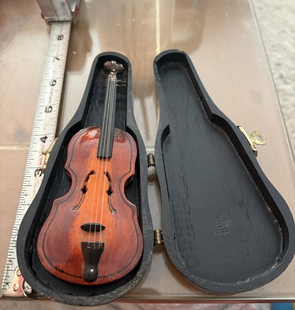 Miniature Violin With Case No Bow