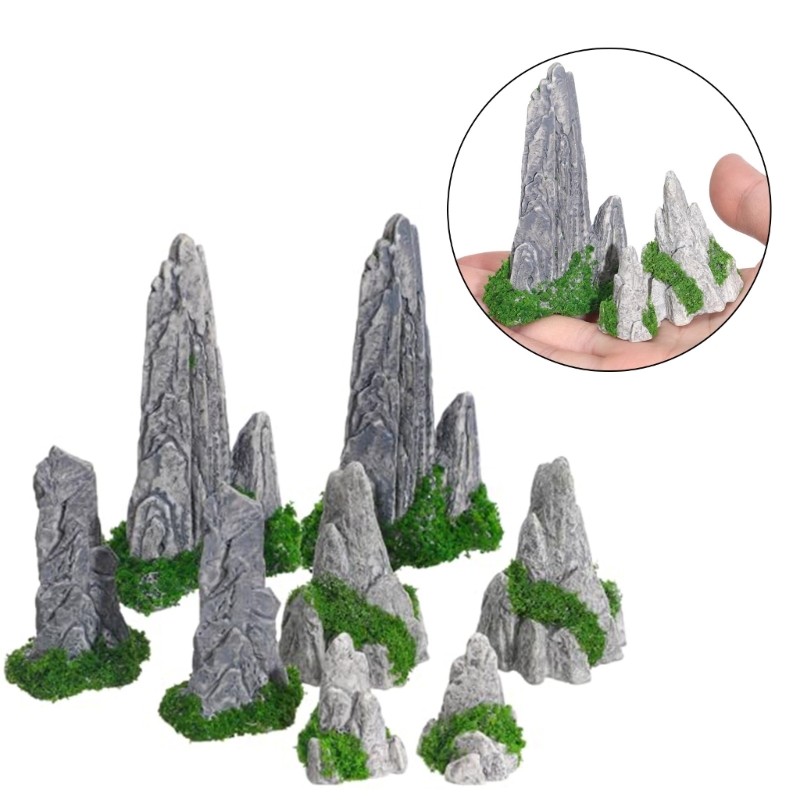 8 Small Mountain Model Features Design Set for Terrains Presentation