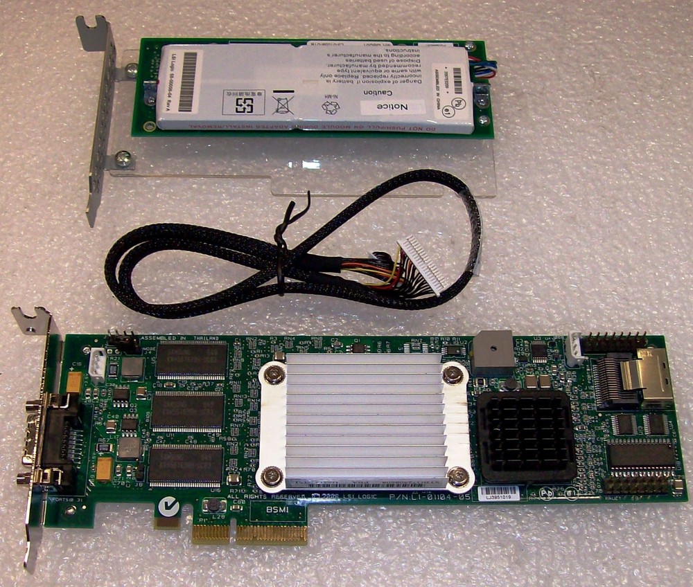 Intel SRCSAS144E  SATA/SAS PCI-E RAID Controller With AXXRIBBU1 Battery Backup