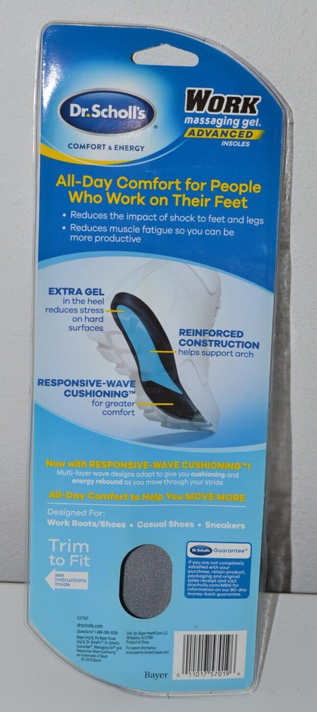 Dr Scholl's Advanced Work Massaging Gel Insoles Womens Size 6-10 E13E