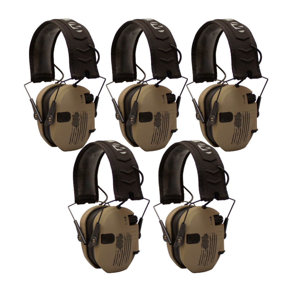 Walkers Razor Shooting Muffs Distressed Flag 5 Pack