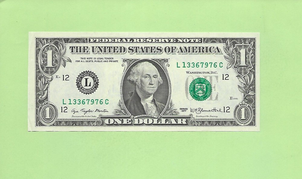 1977 ..UNCIRC $1  L 1336 7976 C  .... 1977  $1  L-C    NICE NOTE      FRN