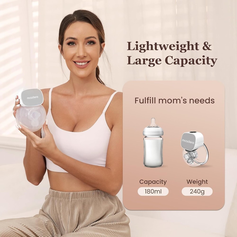 M5 Electric Breast Pump - Wearable Hands-Free with LED Display - 4 Gray2