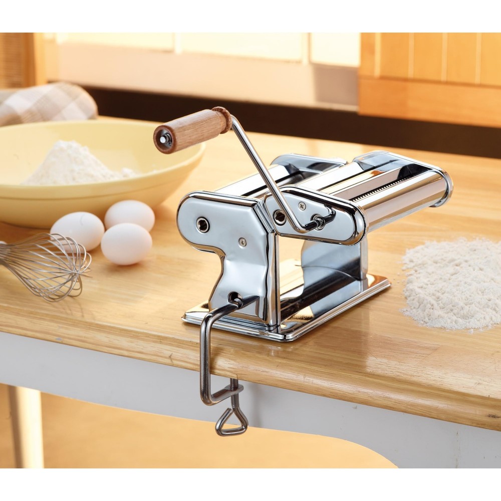 Fante’s Double Cutter Classic Pasta Maker, 150 Pasta, Chrome
