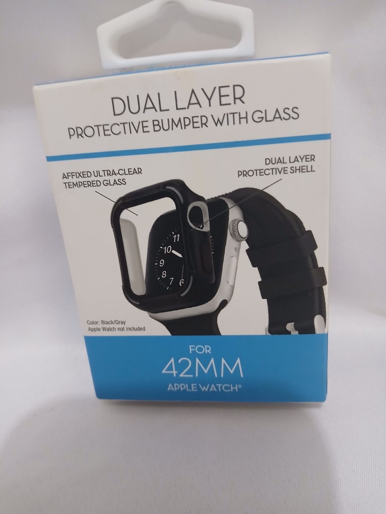 WITHit Black/Gray Rugged Integrated Bumper for 42MM Apple Watch