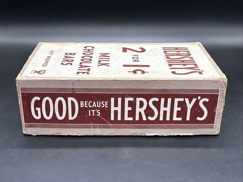 Hershey's Early 1900’s Chocolate Bar Box ~ “2 For 1¢ Not Wrapped”