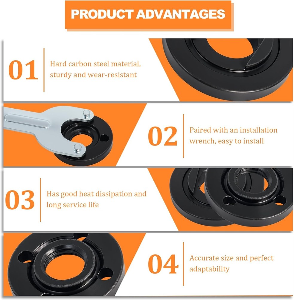 Podoy 3 Pcs Angle Grinder Nut & Wrench Kit 5/8-11 Thread Metal Inner Outer Flang