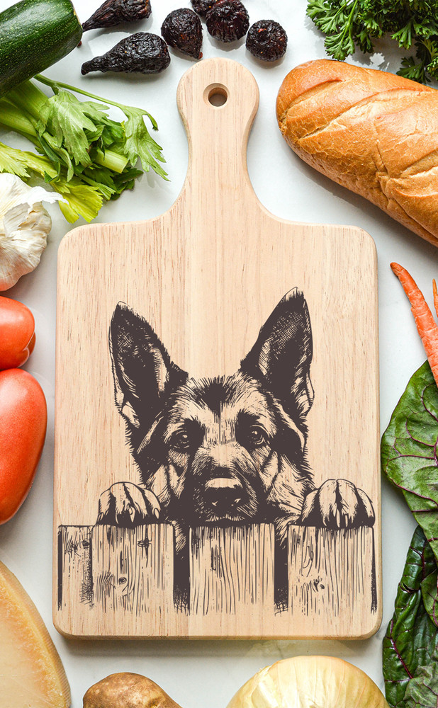 German Shepherd Cutting Cheese Board
