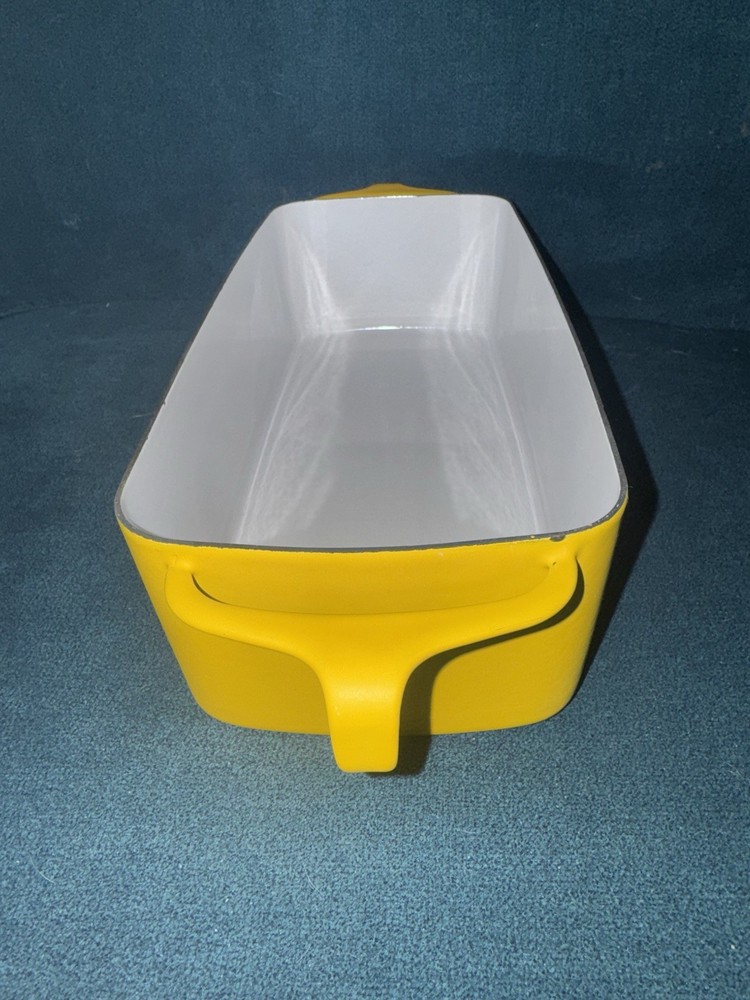 Vintage antique Dansk Yellow Rectangular Baking Loaf Dish enamel