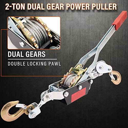 2-Ton Come Along Winch Power Puller, Heavy-Duty Dual Gear Hand Cable Puller