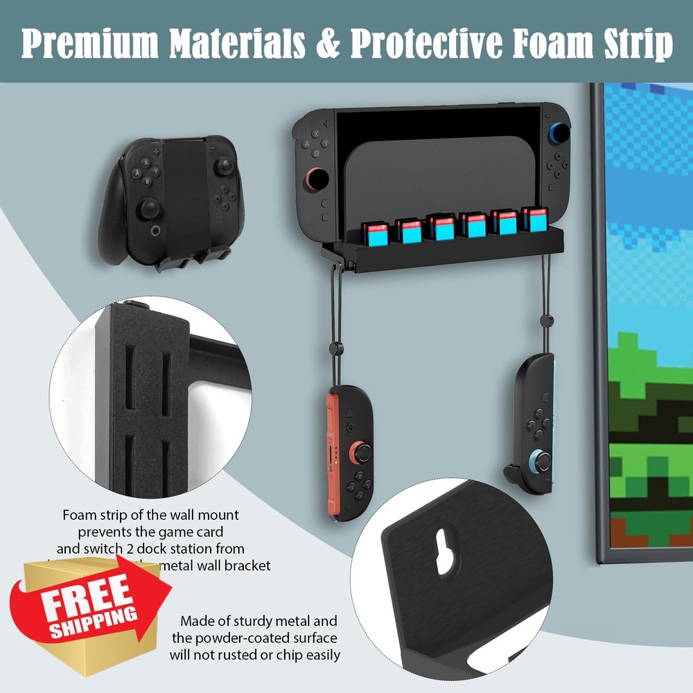 Switch 2 OLED Wall Mount Kit Controller Holder Games