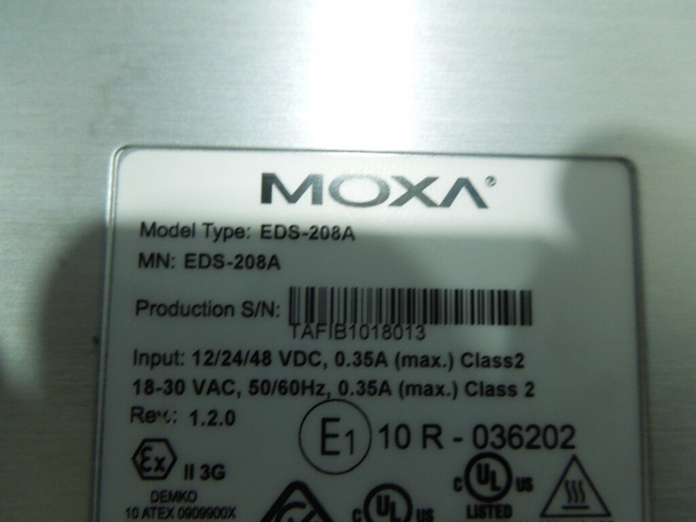 Moxa Technologies Model: EDS-208A Ethernet Switch.
