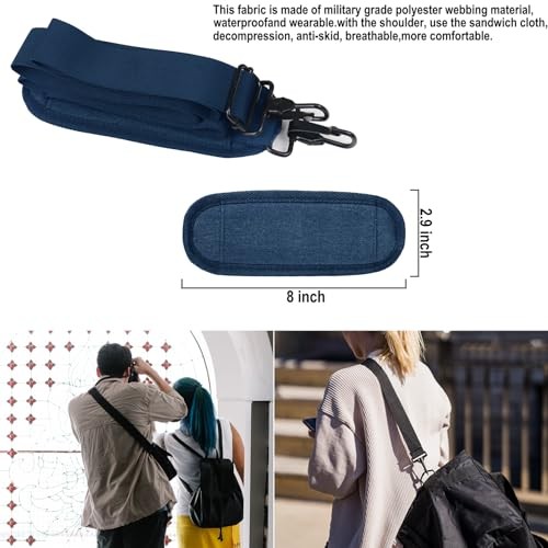 Shoulder Strap 56 inch, Universal Adjustable Thick Soft Duffel Bag Deepblue