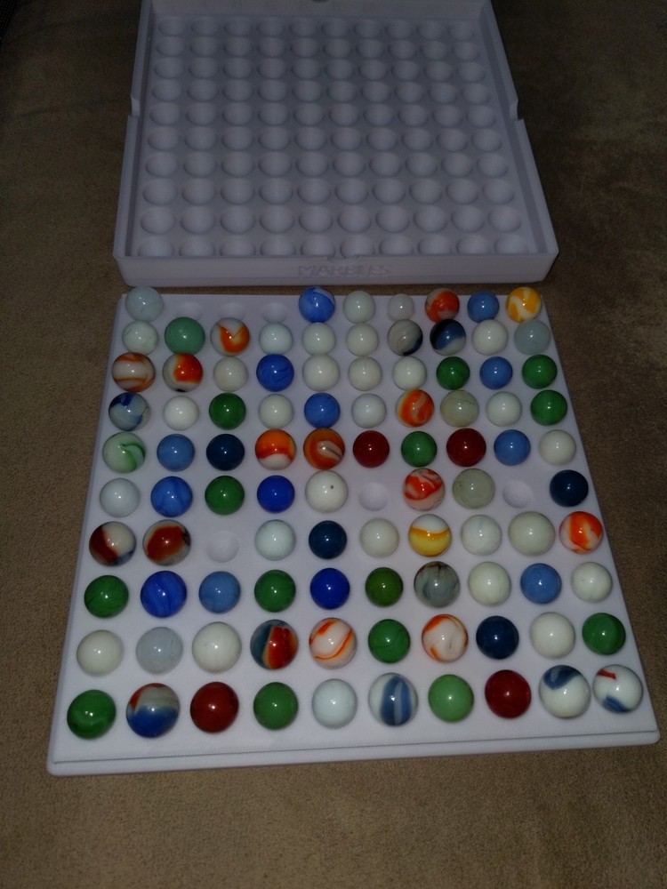 NO MARBLES - LARGE 100x 20mm Marbles Display Storage Sorting Tray Case